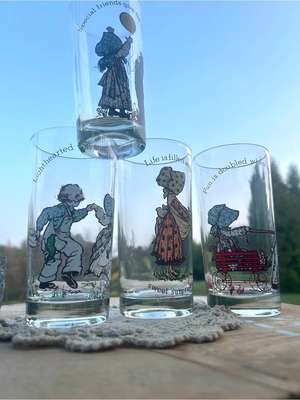 VintageSet of 4 ASSORTED Holly Hobbie American Greetings Corp. Glasses